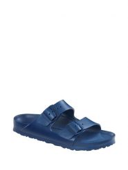 Birkenstock Klapki "Arizona" w kolorze granatowym rozmiar: 41. Niebieskie klapki Birkenstock, bez wzorów, z otwartym noskiem, bez obcasa. Za 174.45 zł.
