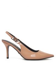 Guess Sandały FLPNAS PAF05 Beżowy. Brązowe sandały Guess, z aplikacjami, ze skóry, bez obcasa, na szpilce, bez zapięcia. Za 539.99 zł.