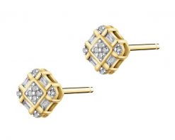 Kolczyki z żółtego złota z diamentami - 0,10 ct - próba 585. Żółte kolczyki Apart, z diamentem, złote. Za 1,519.00 zł.
