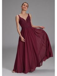 SWING Sukienka w kolorze bordowym rozmiar: 48. Czerwone sukienki Swing, bez wzorów, bez kołnierzyka, bez ramiączek, maxi. Za 304.99 zł.