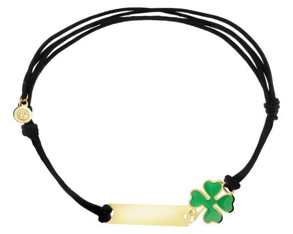 Bransoletka z elementami z żółtego złota, blaszką, emalią - koniczyna. Żółte bransoletki Apart, złote. Za 599.00 zł.