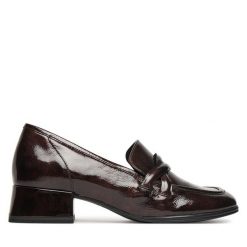 Półbuty Caprice. Brązowe czółenka Caprice, bez wzorów, bez obcasa, na obcasie, bez zapięcia. Za 379.99 zł.