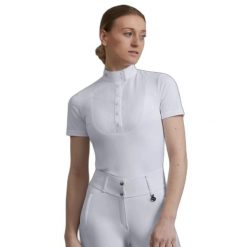 Koszula jeździecka damska Premier Equine Famosa. Białe koszule PREMIER EQUINE, l, bez wzorów, eleganckie, bez kołnierzyka, bez ramiączek. Za 348.95 zł.
