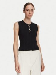 Guess Bluzka W6YR24 Z0970 Czarny Regular Fit. Czarne bluzki Guess, xxl, z aplikacjami, z syntetyku, bez kołnierzyka, bez ramiączek. Za 344.99 zł.