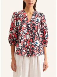 Seidensticker Bluzka w kolorze koralowo-biało-czarnym rozmiar: 42. Czerwone bluzki Seidensticker, bez wzorów, bez kołnierzyka, bez ramiączek. Za 158.47 zł.