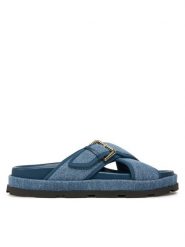 Pollini Klapki SA28094G1MTQ0707 Granatowy. Niebieskie klapki Pollini, bez wzorów, z materiału, bez obcasa. Za 1,069.00 zł.