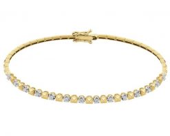 Bransoletka z żółtego złota z brylantami - 18 cm - 0,13 ct - próba 585. Żółte bransoletki Apart, z brylantem, złote. Za 7,190.00 zł.