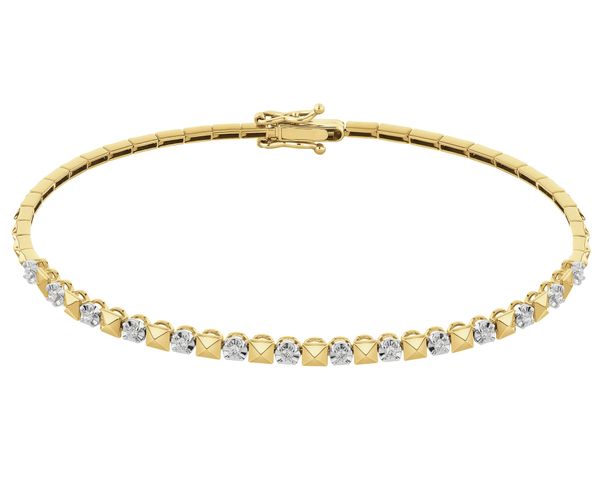 Bransoletka z żółtego złota z brylantami - 19 cm - 0,13 ct - próba 585. Żółte bransoletki Apart, z brylantem, złote. Za 7,690.00 zł.