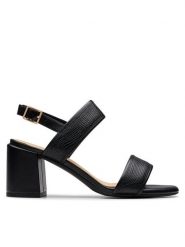 Clarks Sandały Ezoria Sling 26181300 Czarny. Czarne sandały Clarks, bez wzorów, ze skóry, bez obcasa, na słupku, bez zapięcia. Za 339.99 zł.