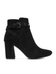 DeeZee Botki HX18052A-85 Czarny. Czarne botki DeeZee, bez wzorów, z materiału, bez obcasa, na słupku, bez zapięcia. Za 189.99 zł.