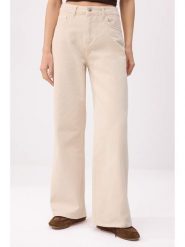 Trendyol Dżinsy - Comfort fit - w kolorze beżowym rozmiar: 40. Brązowe jeansy Trendyol, bez wzorów, z podwyższonym stanem. Za 113.95 zł.