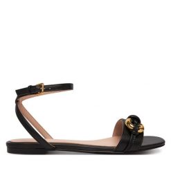 Sandały Coccinelle. Czarne sandały Coccinelle, bez wzorów, bez obcasa, na płaskiej podeszwie, bez zapięcia. Za 849.99 zł.