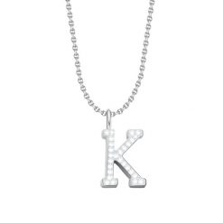 Naszyjnik z posrebrzaną literką K z cyrkoniami na cienkim klasycznym łańcuszku. Szare naszyjniki Lilou, z cyrkonią, posrebrzane. Za 268.00 zł.