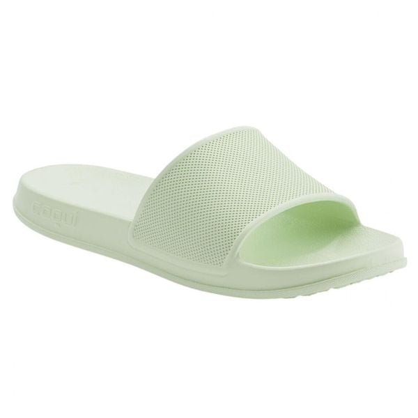 Damskie/sandały Tora. Zielone sandały Coqui, bez wzorów, z materiału, z otwartym noskiem, bez obcasa, bez zapięcia. Za 121.99 zł.