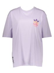 Adidas Koszulka "TEE" w kolorze lawendowym rozmiar: 36. Różowe bluzki Adidas, bez wzorów, z bawełny, bez kołnierzyka, bez ramiączek. Za 110.55 zł.
