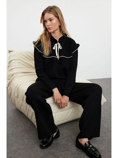 Trendyol 2-częściowy zestaw w kolorze czarnym rozmiar: M. Czarne swetry Trendyol, m, bez wzorów, bez ramiączek. Za 144.24 zł.