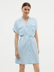 Vero Moda Sukienka letnia Linn 10323027 Błękitny Relaxed Fit. Niebieskie sukienki Vero Moda, na lato, s, bez wzorów, z wiskozy, bez kołnierzyka, bez ramiączek. Za 139.99 zł.