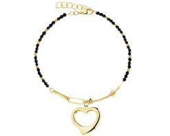 Złota bransoletka z onyksami syntetycznymi - serce. Żółte bransoletki Apart, z onyksem, złote. Za 2,839.00 zł.