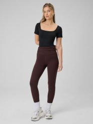 4F Legginsy dzianinowe damskie - brązowe XL. Brązowe legginsy 4f, xl, bez wzorów, z dzianiny. Za 129.99 zł.