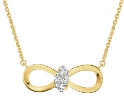 Naszyjnik z żółtego złota z diamentami - nieskończoność - 0,01 ct - próba 375. Żółte naszyjniki Apart, z diamentem, złote. Za 1,959.00 zł.