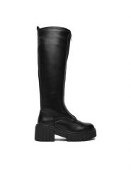 DeeZee Kozaki 13130-8 Czarny. Czarne kozaki DeeZee, z materiału, bez obcasa, na słupku, bez zapięcia. Za 229.99 zł.