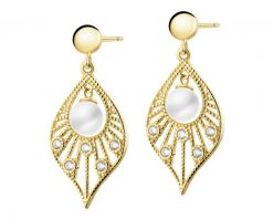 Złote kolczyki z perłami i cyrkoniami. Żółte kolczyki Apart, z cyrkonią, złote. Za 1,299.00 zł.