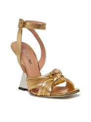 Pollini Sandały SA1619AE1ITHZ901 Złoty. Żółte sandały Pollini, bez wzorów, ze skóry, bez obcasa, na koturnie, bez zapięcia. Za 2,139.00 zł.