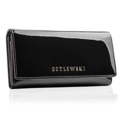 Portfel damski BETLEWSKI ZBPD-BS-100 CZARNY. Czarne portfele Betlewski, bez wzorów, z lakierowanej skóry. Za 139.99 zł.
