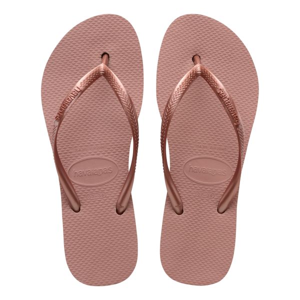 Japonki damskie Havaianas Slim Platform. Czerwone klapki Havaianas, bez wzorów, z gumy, bez obcasa. Za 99.99 zł.