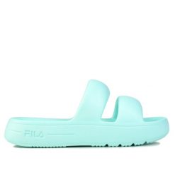 Klapki damskie sportowe Fila SUPERBUBBLE SLIDE. Zielone klapki Fila, bez wzorów, bez obcasa. Za 79.00 zł.