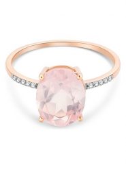 Diamant Exquis Złoty pierścionek z diamentami i różowym kwarcem rozmiar: 56. Czerwone pierścionki Diamant Exquis, z diamentem, złote. Za 1,087.99 zł.