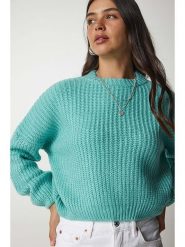 Happiness Istanbul Sweter w kolorze turkusowym rozmiar: onesize. Niebieskie swetry Happiness Istanbul, bez wzorów, ze splotem, bez ramiączek. Za 91.56 zł.