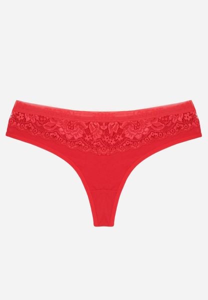 Czerwone Majtki Stringi z Bawełną Ozdobione Koronką Thelanthe. Czerwone stringi Born2be, bez wzorów, z bawełny. Za 4.99 zł.