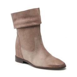 Botki Badura. Szare botki Badura, bez wzorów, bez obcasa, na koturnie, bez zapięcia. Za 379.99 zł.