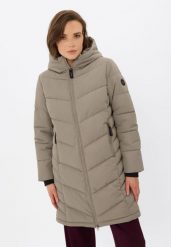 Zimowy płaszcz J-LOA. Brązowe płaszcze Volcano, na zimę, l, bez wzorów, z dresówki, bez kaptura. Za 399.99 zł.