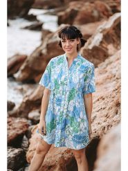 Isla Bonita by SIGRIS Bluzka w kolorze błękitno-zielonym rozmiar: XXL. Niebieskie bluzki Isla Bonita by SIGRIS, xxl, bez wzorów, z bawełny, bez kołnierzyka, bez ramiączek. Za 92.21 zł.