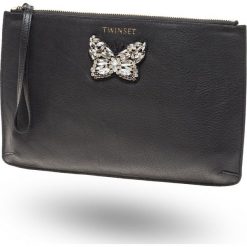 KOPERTÓWKA TWINSET. Czarne torebki klasyczne Twinset, z aplikacjami, ze skóry, z nadrukiem, bez dodatków. Za 383.00 zł.