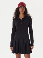 Tommy Jeans Sukienka dzianinowa Script DW0DW22464 Czarny Regular Fit. Czarne sukienki Tommy Jeans, m, bez wzorów, z bawełny, bez kołnierzyka, bez ramiączek. Za 489.99 zł.