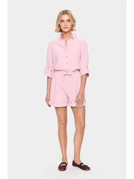 SAINT TROPEZ Szorty w kolorze jasnoróżowym rozmiar: S. Różowe szorty Saint Tropez, bez wzorów, z bawełny, z podwyższonym stanem. Za 114.95 zł.