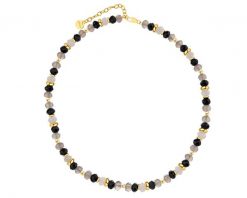 Naszyjnik z mosiądzu pozłacany z agatami i kwarcami. Naszyjniki Artelioni, z kwarcem, pozłacane. Za 399.00 zł.