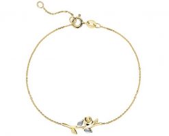 Bransoletka z żółtego złota z diamentami - róża - 0,02 ct - próba 375. Żółte bransoletki Apart, z diamentem, złote. Za 1,359.00 zł.