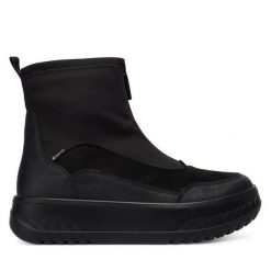 Botki Ara. Czarne botki Ara, bez wzorów, z gore-texu, bez obcasa, na płaskiej podeszwie, bez zapięcia. Za 579.99 zł.