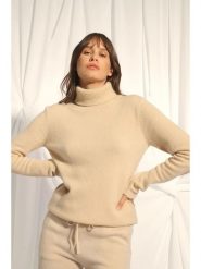 Just Cashmere Kaszmirowy golf "June" w kolorze beżowym rozmiar: XL. Brązowe golfy Just Cashmere, xl, bez wzorów, z kaszmiru, bez ramiączek. Za 521.99 zł.