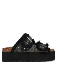 DeeZee Klapki LB-P1748 Czarny. Czarne klapki DeeZee, bez wzorów, z materiału, bez obcasa. Za 127.99 zł.