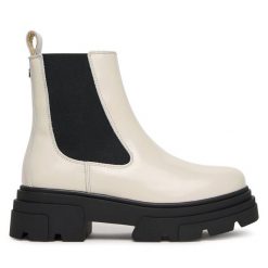 Sztyblety Tommy Hilfiger. Brązowe botki TOMMY HILFIGER, bez wzorów, bez obcasa, na płaskiej podeszwie, bez zapięcia. Za 749.99 zł.