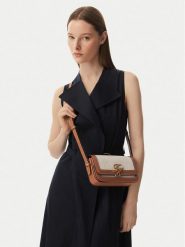 Tommy Hilfiger Torebka Th Script Flap Crossover Canvas AW0AW18737 Kremowy. Białe listonoszki TOMMY HILFIGER, bez wzorów, z materiału, bez dodatków. Za 849.99 zł.
