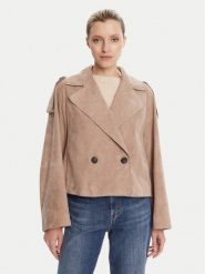 Weekend Max Mara Kurtka skórzana Maga 2525446061 Brązowy Regular Fit. Brązowe kurtki Weekend Max Mara, bez wzorów, ze skóry, bez kaptura. Za 2,899.00 zł.