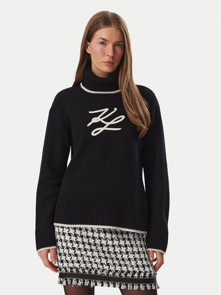 KARL LAGERFELD Golf B4W18033 Czarny Regular Fit. Czarne golfy KARL LAGERFELD, s, bez wzorów, z syntetyku, bez ramiączek. Za 1,299.00 zł.