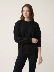 Bluza dresowa crewneck oversize - czarny. Czarne bluzy Sinsay, l, bez wzorów, z dresówki, bez kaptura. Za 39.99 zł.