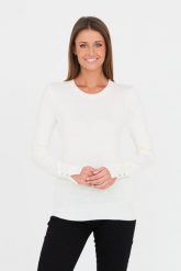 GUESS Beżowy damski cienki sweter, Rozmiar S. Brązowe swetry Guess, s, z aplikacjami, bez ramiączek. W wyprzedaży za 179.99 zł.